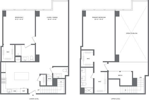 Floor plan for 2 beds, 2.5 baths, 1674 sqft